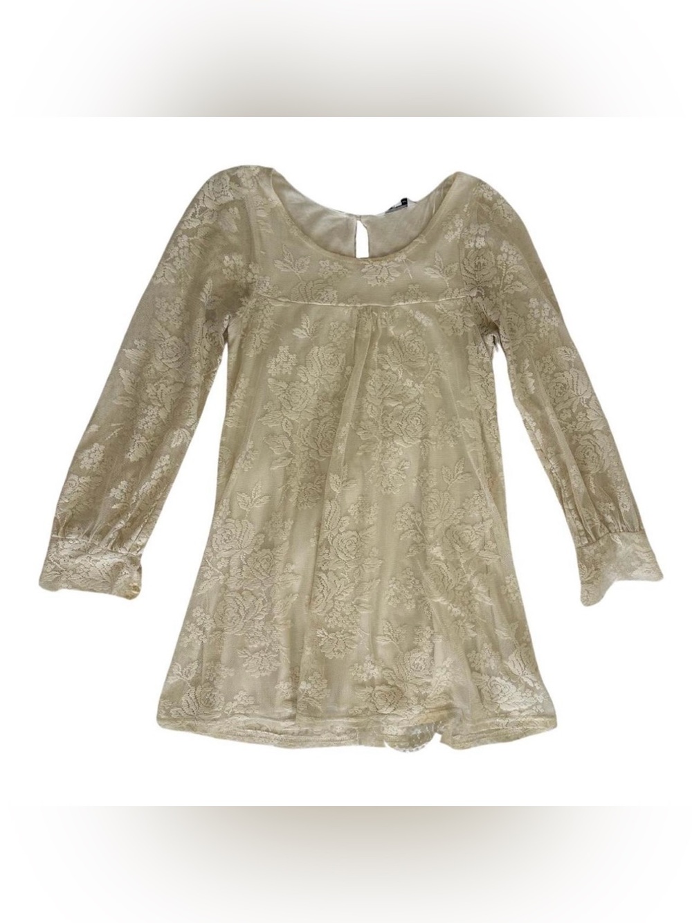 New Look Cream Lace Long Sleeve Tunic Dress